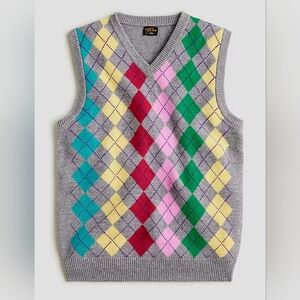 J.Crew SOLD OUT Gray Colorful Argyle Sweater Vest for Men Size M NEW